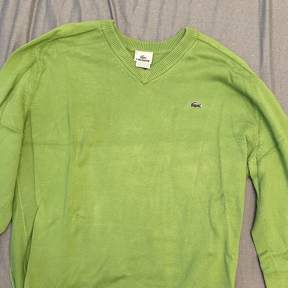 Lacoste Men's Lime V-Neck Sweater